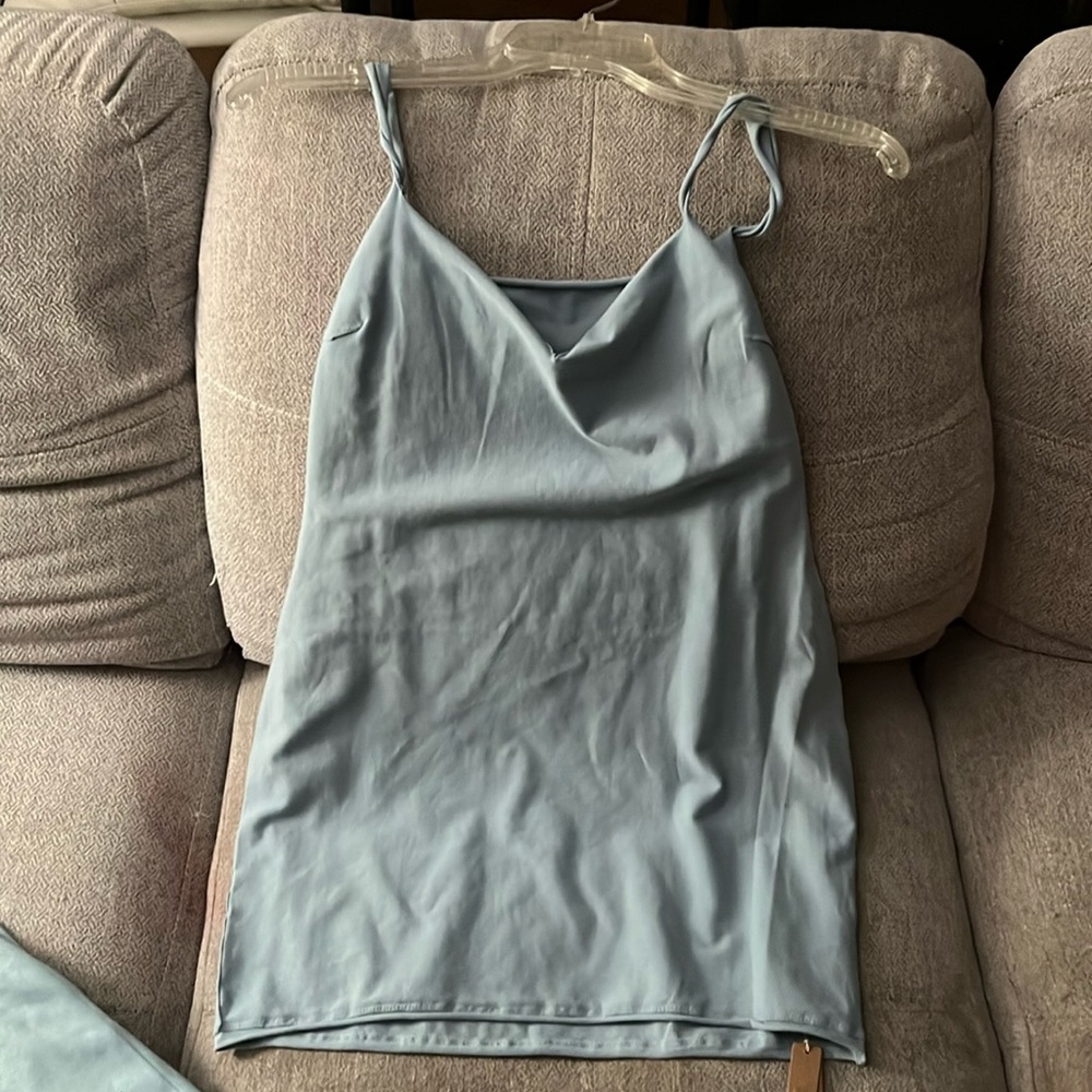 Skims Slit Front Mini Dress . Large. New with tags. Light blue